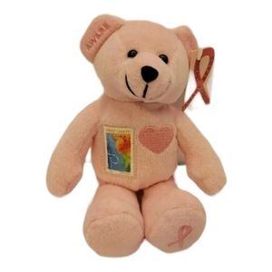 USPS Stamp Breast Cancer Aware Bear Bean Bag Stuffed Plush Timeless Toy 8” Pink